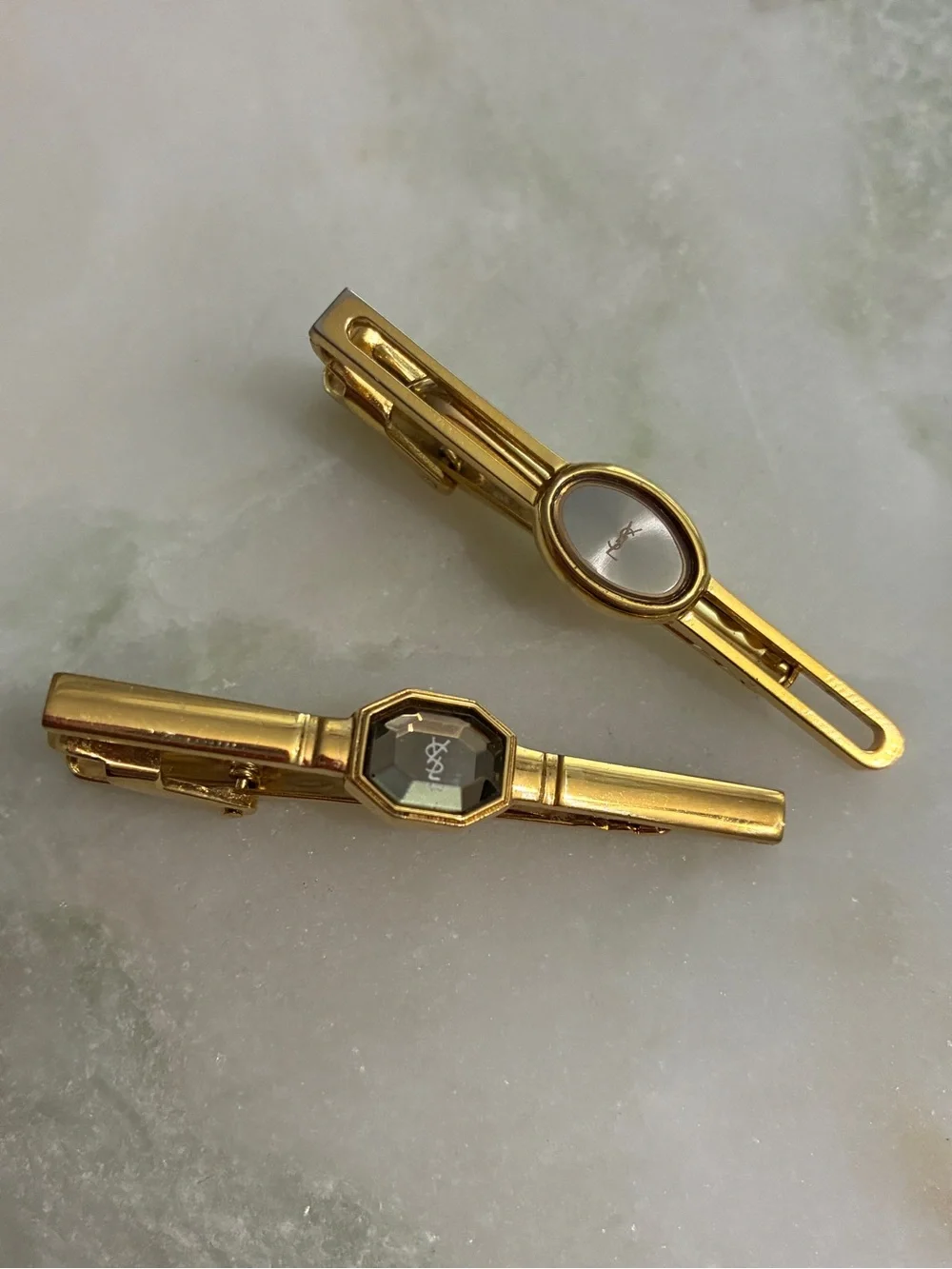 Lot of 2 YSL Tie Clips